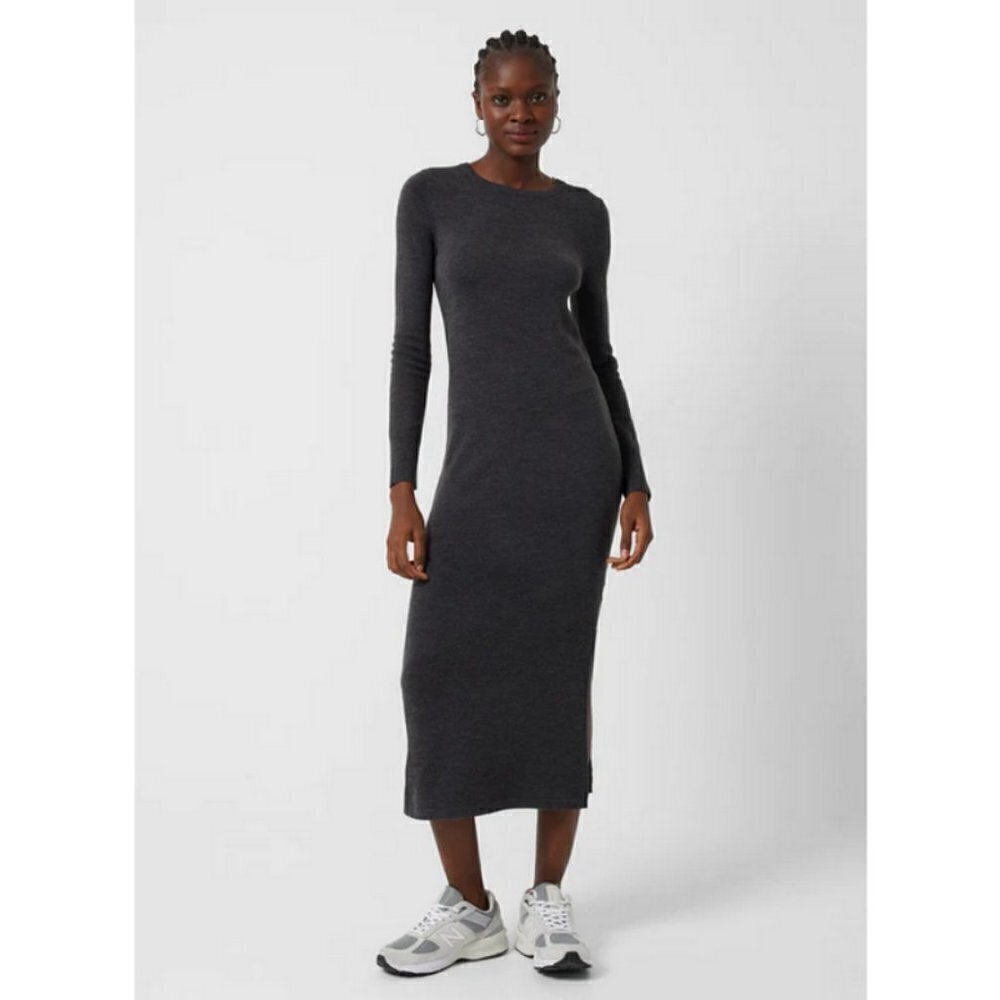💕FRENCH CONNECTION💕 Sweeter Midi Sweater Dress ~ Grey Melange Medium M NWT